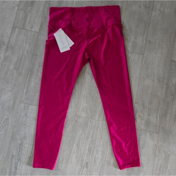Athleta Elation shine tight leggings pink XL Barbiecore Activewear Yoga NWT - Picture 2 of 7